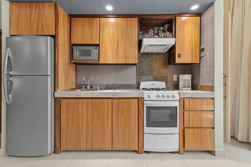 Family Apartment | Private kitchen | Fridge, microwave, stovetop, blender
