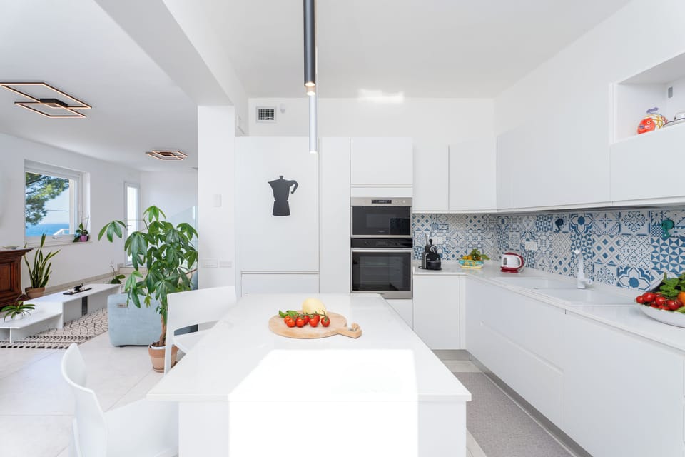 Villa, Sea View | Private kitchen | Espresso maker, full-size fridge, microwave, oven