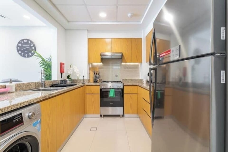 Luxury Apartment, Balcony, City View | Private kitchen | Full-size fridge, microwave, oven, stovetop