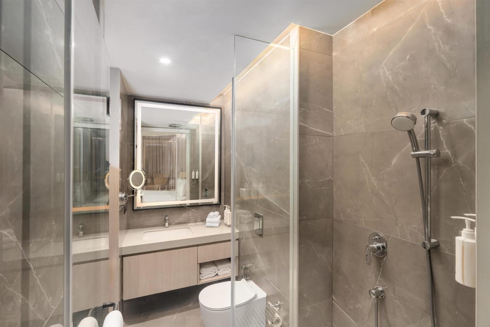 Suite | Bathroom | Shower, rainfall showerhead, free toiletries, hair dryer