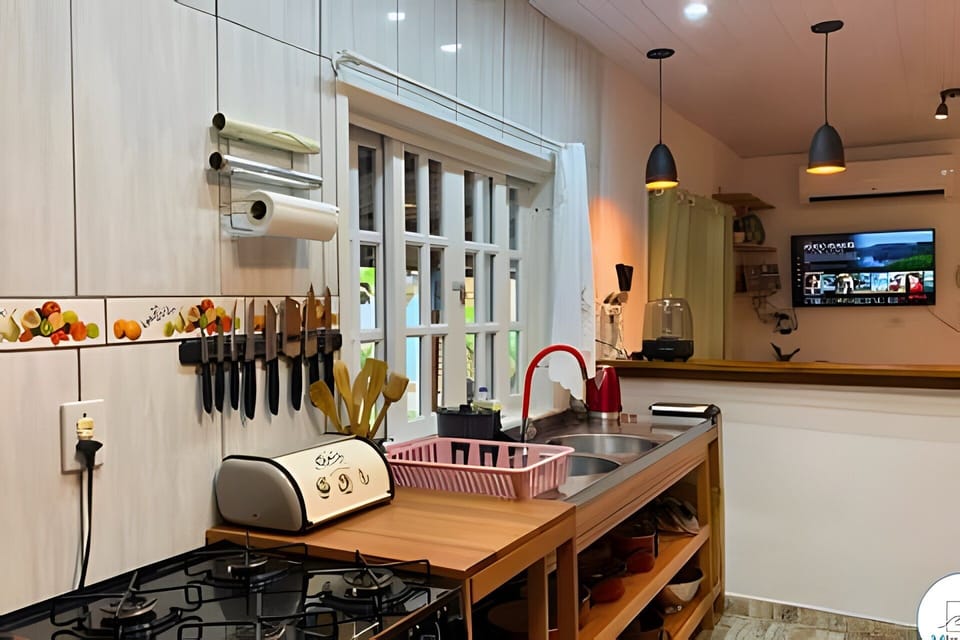 Family Villa | Private kitchen | Fridge, microwave, oven, stovetop