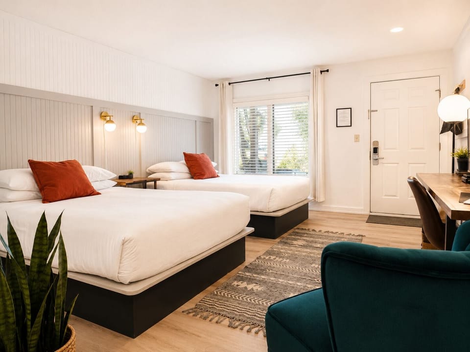 Premium Room, 2 Queen Beds | Premium bedding, minibar, desk, laptop workspace