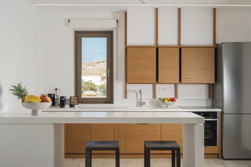 Fridge, oven, stovetop, espresso maker