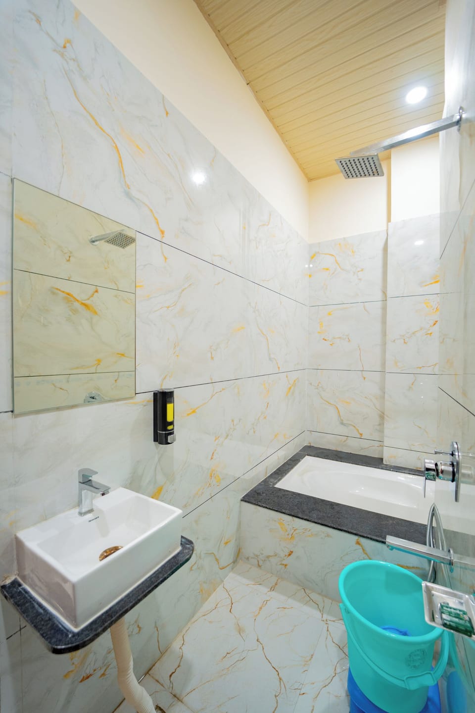 Shower, towels, soap, shampoo