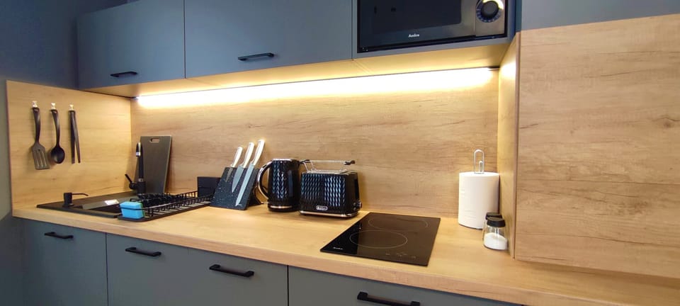 (315) Two-Level Apartment with 1 Bedroom and Separate Beds | Private kitchen | Fridge, microwave, stovetop, dishwasher