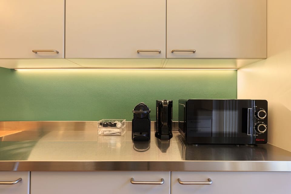 Apartment | Private kitchen | Full-size fridge, microwave, oven, stovetop