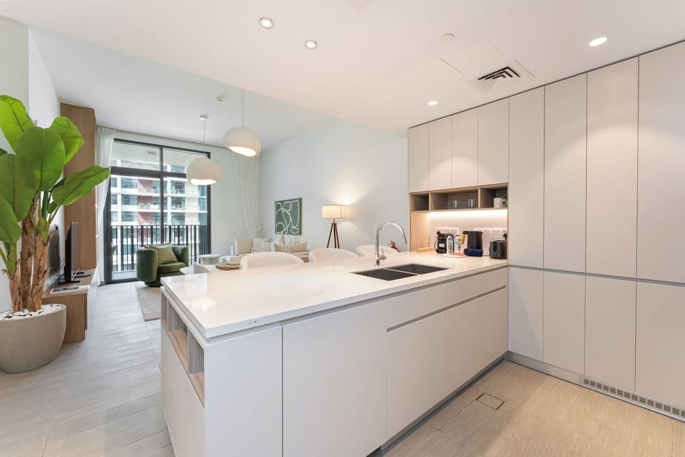 Luxury Apartment, 1 King Bed, Park View | Private kitchen | Full-size fridge, microwave, oven, stovetop