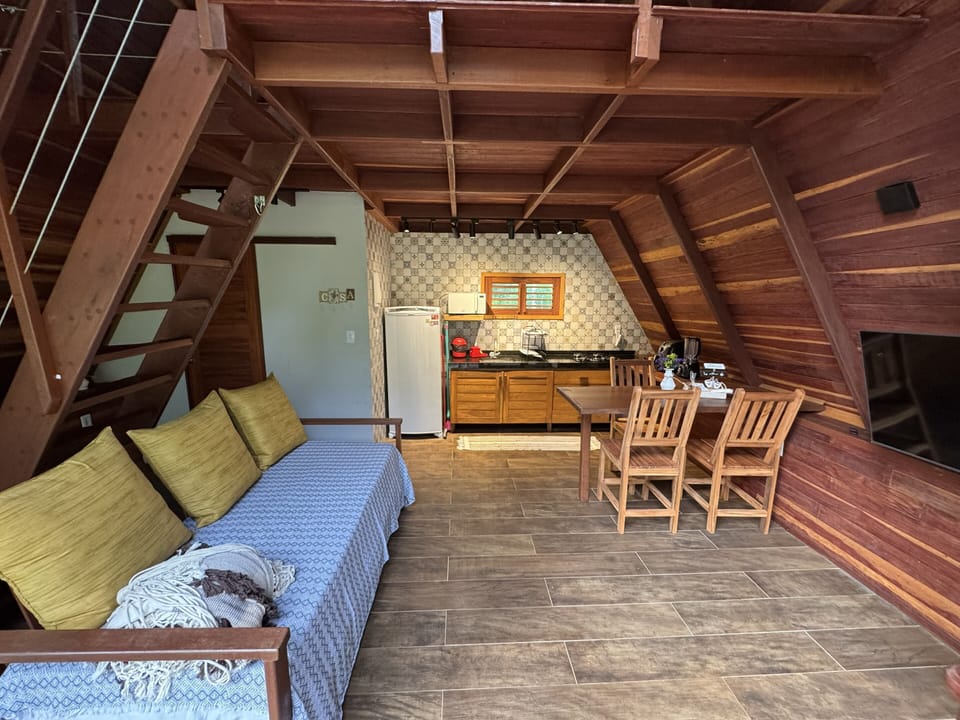 Deluxe Chalet, 1 Double Bed with Sofa bed, Pets Allowed, Garden View | Living room | 42-inch flat-screen TV with digital channels, fireplace