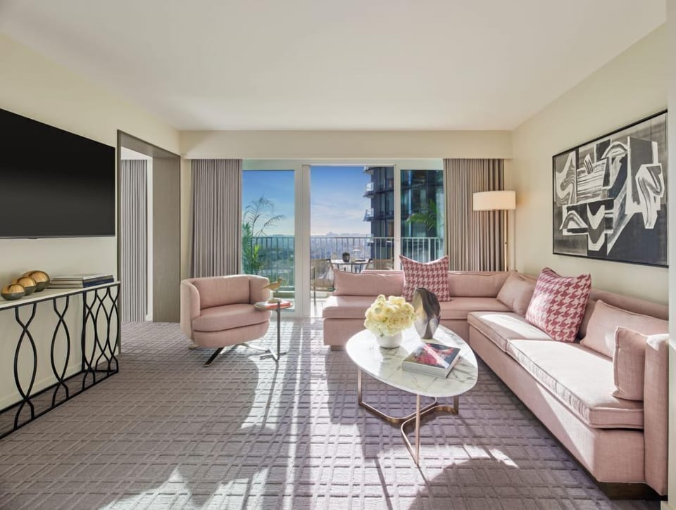 Premier Suite, 1 Bedroom, 1 King Bed (Hearing Accessible) | Living area | 65-inch flat-screen TV with cable channels, TV, pay movies