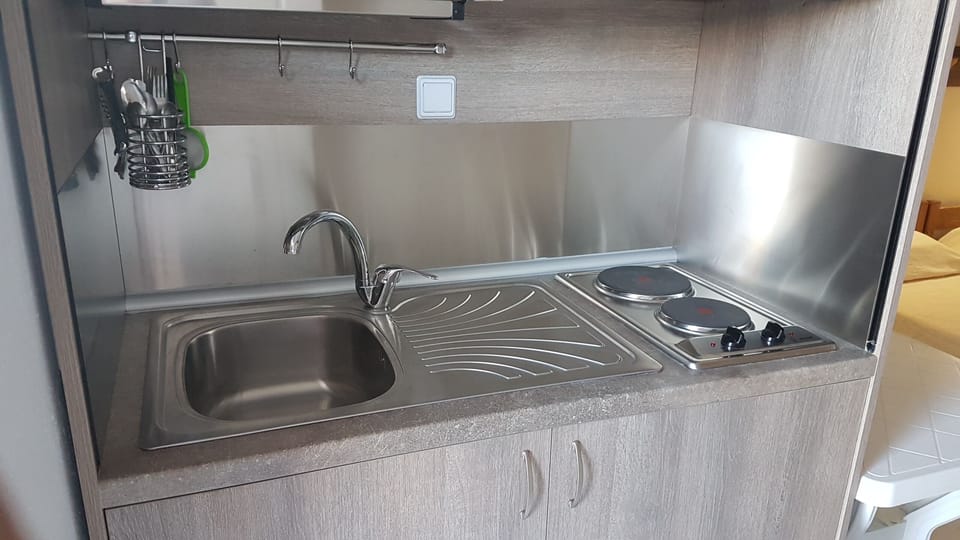 Studio | Private kitchen | Fridge, stovetop, coffee/tea maker, electric kettle