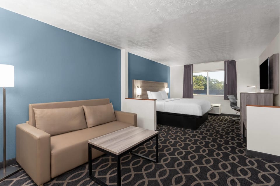 Studio Suite, 1 King Bed, Non Smoking | Desk, laptop workspace, iron/ironing board, free cribs/infant beds