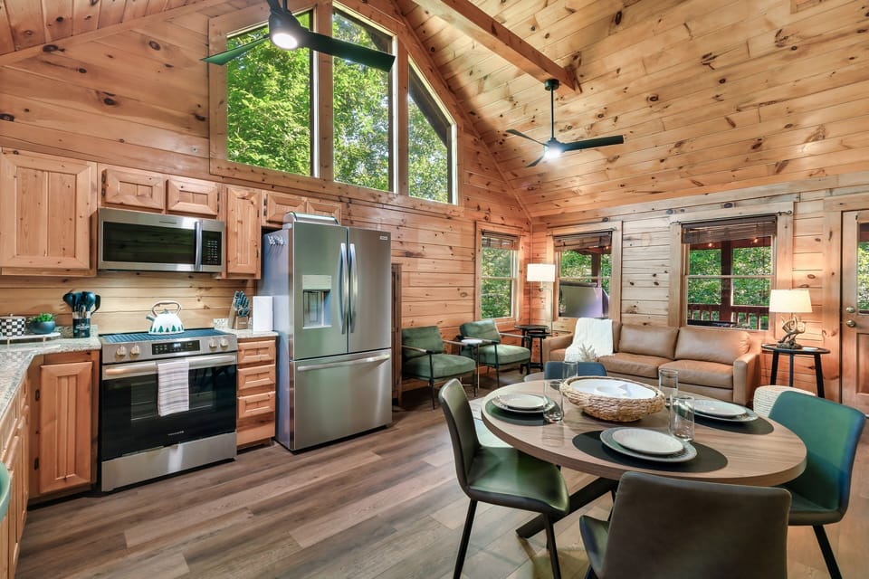 Signature Cabin, 2 Bedrooms, Hot Tub | Private kitchen | Fridge, microwave, oven, stovetop