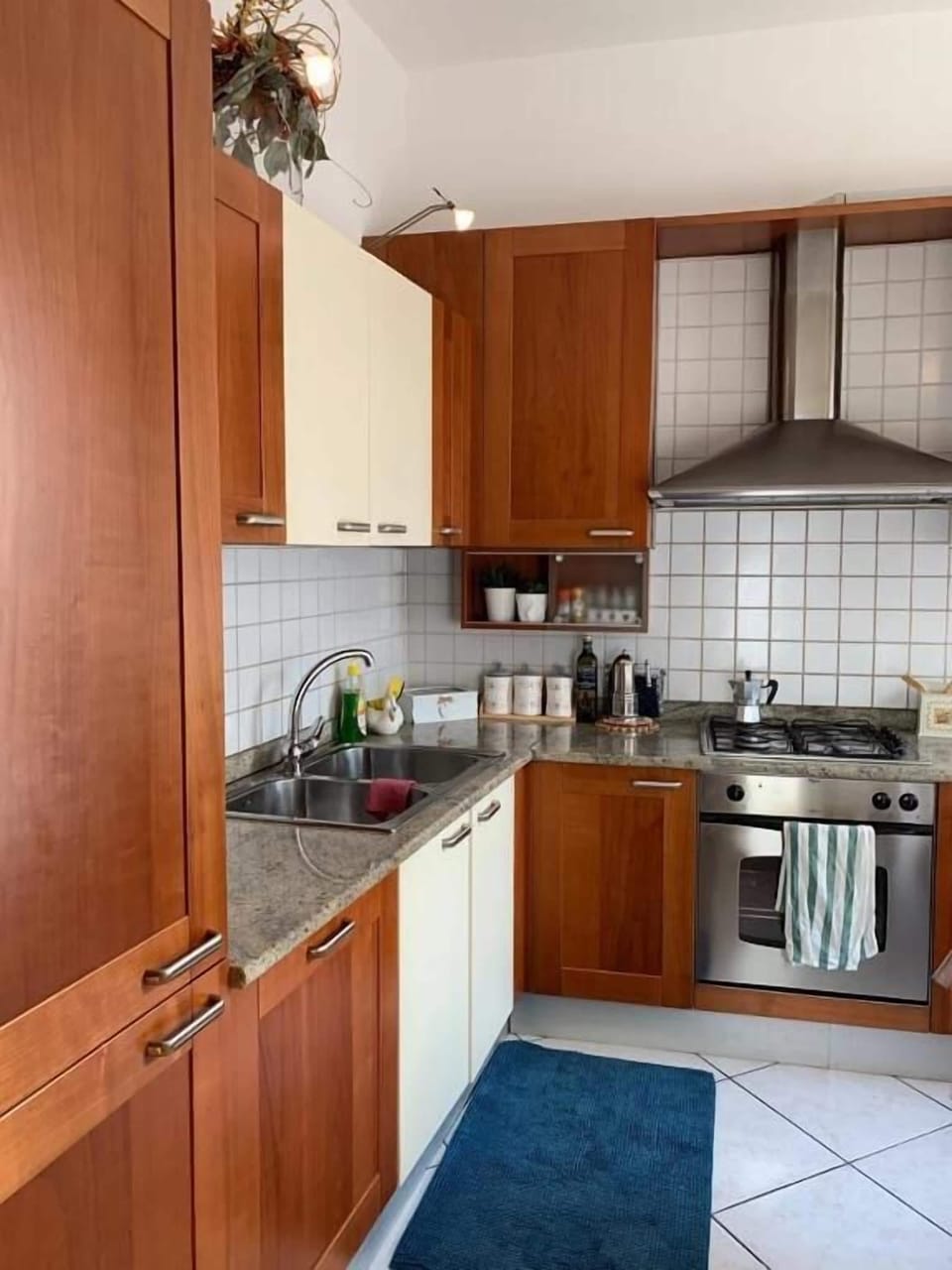 Full-size fridge, oven, stovetop, dishwasher
