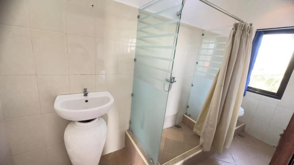 Combined shower/tub, hair dryer, bidet, towels