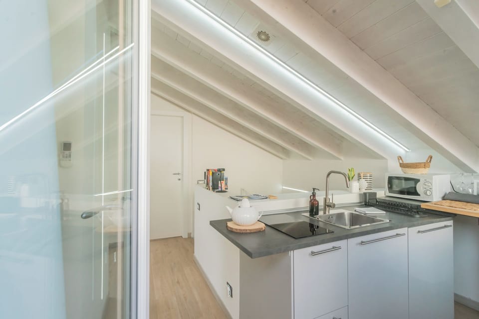 Apartment (1 Bedroom) | Private kitchen | Microwave, espresso maker, electric kettle, highchair