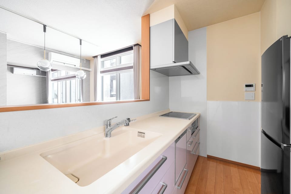 Apartment | Private kitchen | Fridge, microwave, stovetop, rice cooker
