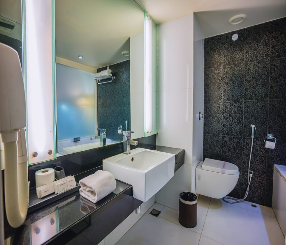 Jetted tub, free toiletries, hair dryer, bathrobes