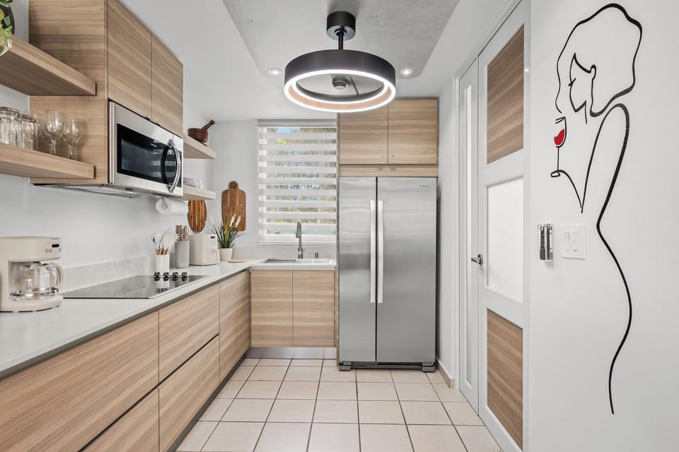 Apartment, Balcony, Pool View | Private kitchen