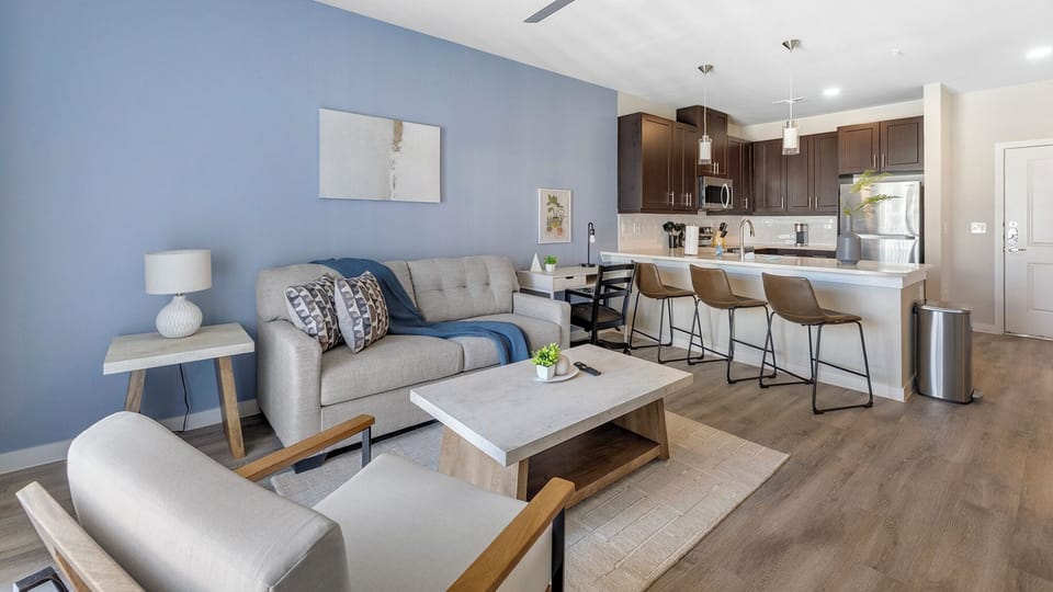 Apartment (1 Bedroom) | Living area | 50-inch Smart TV with digital channels