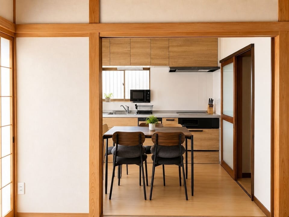 Full-size fridge, microwave, stovetop, dishwasher