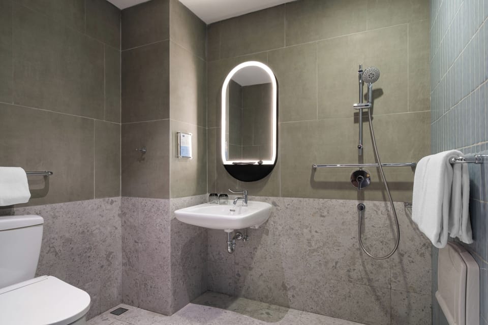 Standard Room, 1 Queen Bed, Accessible, Non Smoking | Bathroom | Shower, free toiletries, hair dryer, slippers