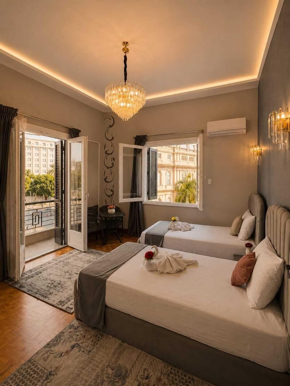 Deluxe Double or Twin Room, Balcony, City View | Egyptian cotton sheets, premium bedding, Select Comfort beds, minibar