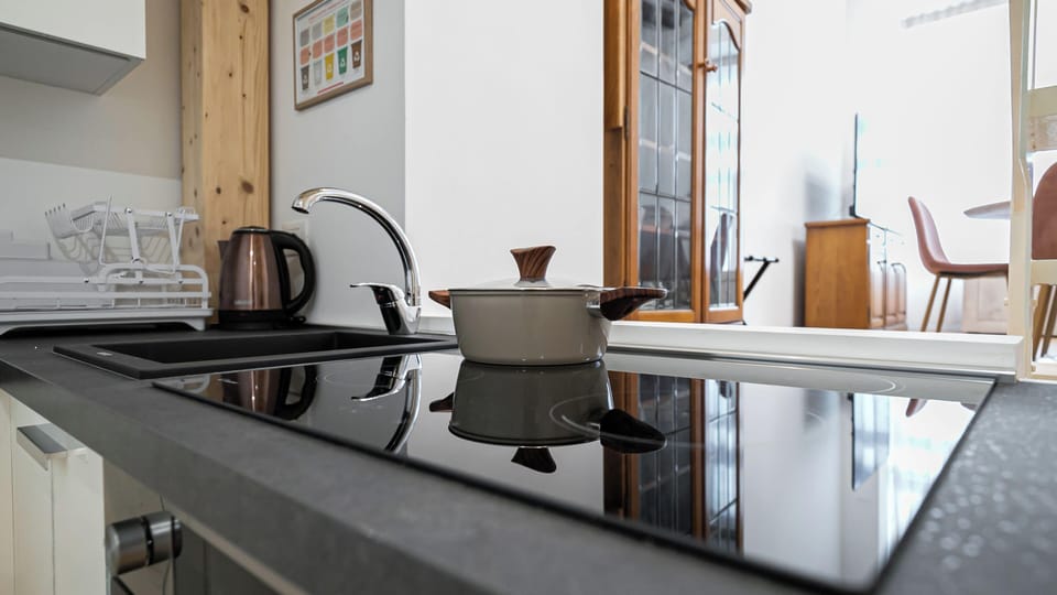Apartment (0 Bedroom) | Private kitchen | Oven, stovetop, dishwasher, electric kettle
