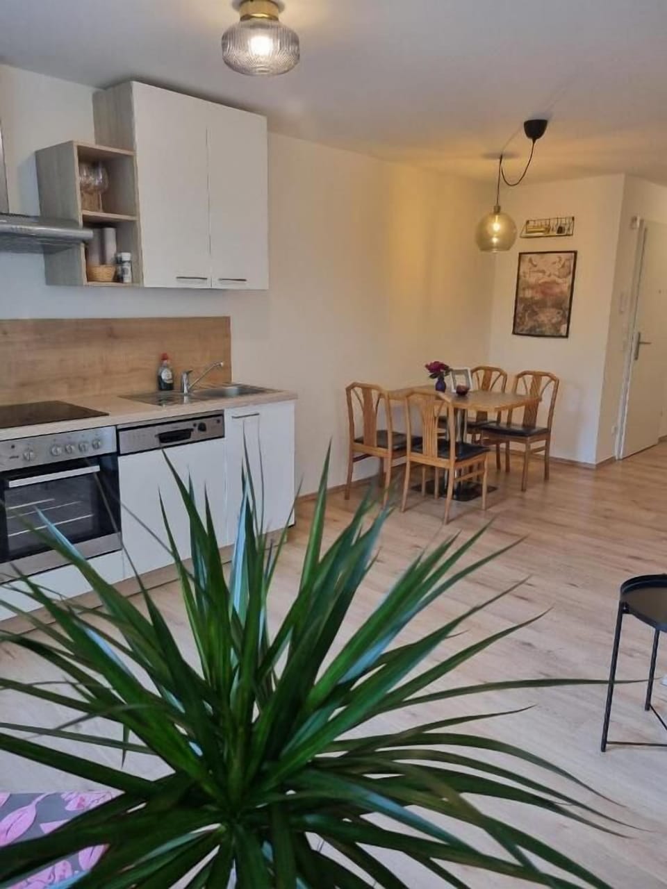 Apartment, 2 Queen Beds, Balcony | Private kitchen | Shared fridge, microwave, highchair