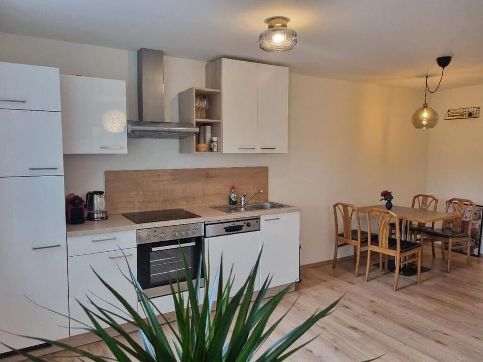 Apartment, 2 Queen Beds, Balcony | Private kitchen | Shared fridge, microwave, highchair