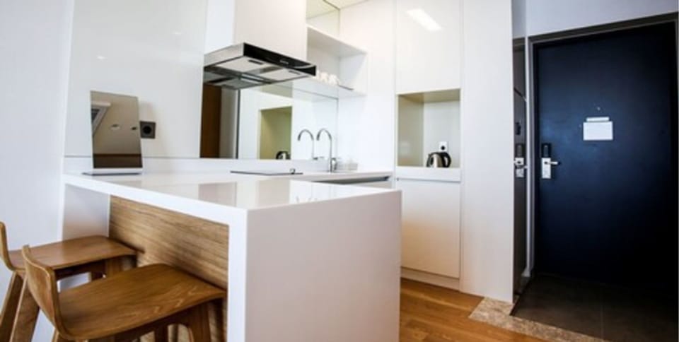 Fridge, microwave, electric kettle
