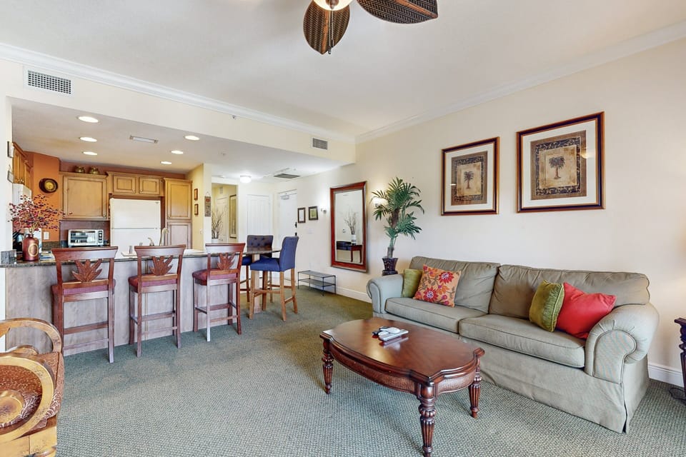 Condo, Multiple Beds, Pool Access, Pool View (Enchanted Oasis Residence #202) | Living area