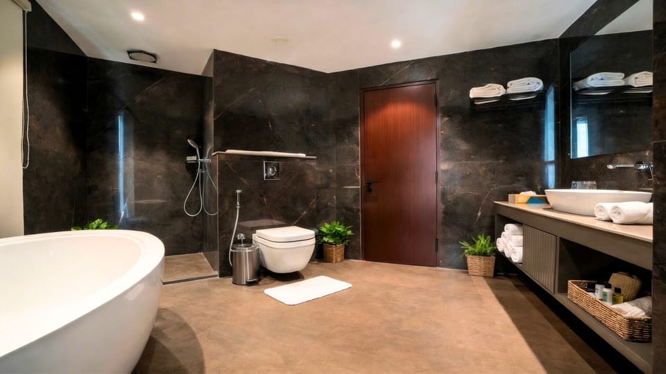 Luxury Suite, City View | Bathroom | Separate tub and shower, free toiletries, hair dryer, slippers