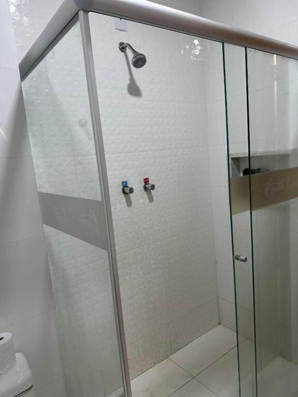Shower, towels, soap, shampoo