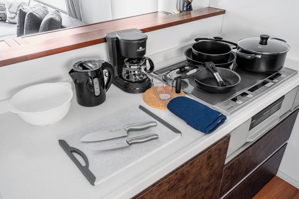 Apartment | Private kitchen | Fridge, microwave, stovetop, rice cooker