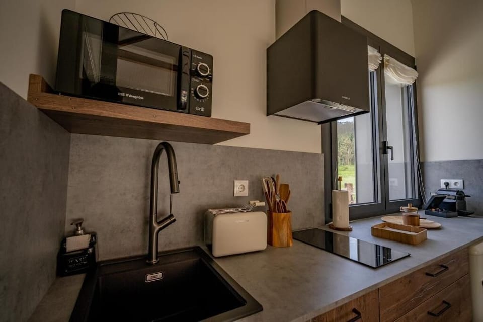 Apartment, Sea View | Private kitchen | Coffee/tea maker, toaster, paper towels