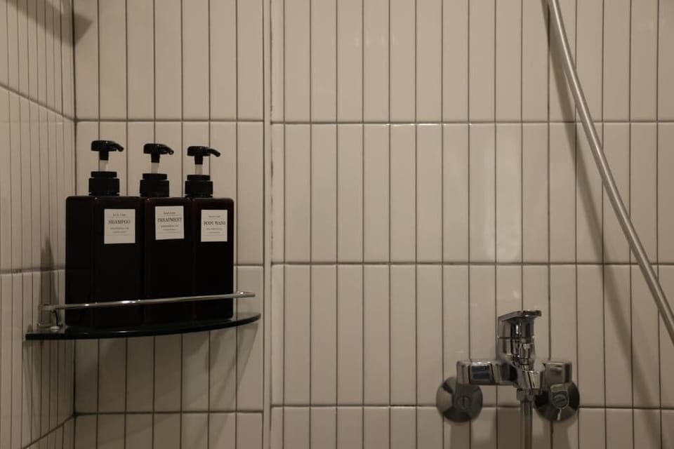 Double Room | Bathroom | Shower, hair dryer, slippers, towels