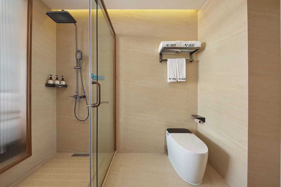 Deluxe Room | Bathroom | Shower, rainfall showerhead, hair dryer, bathrobes