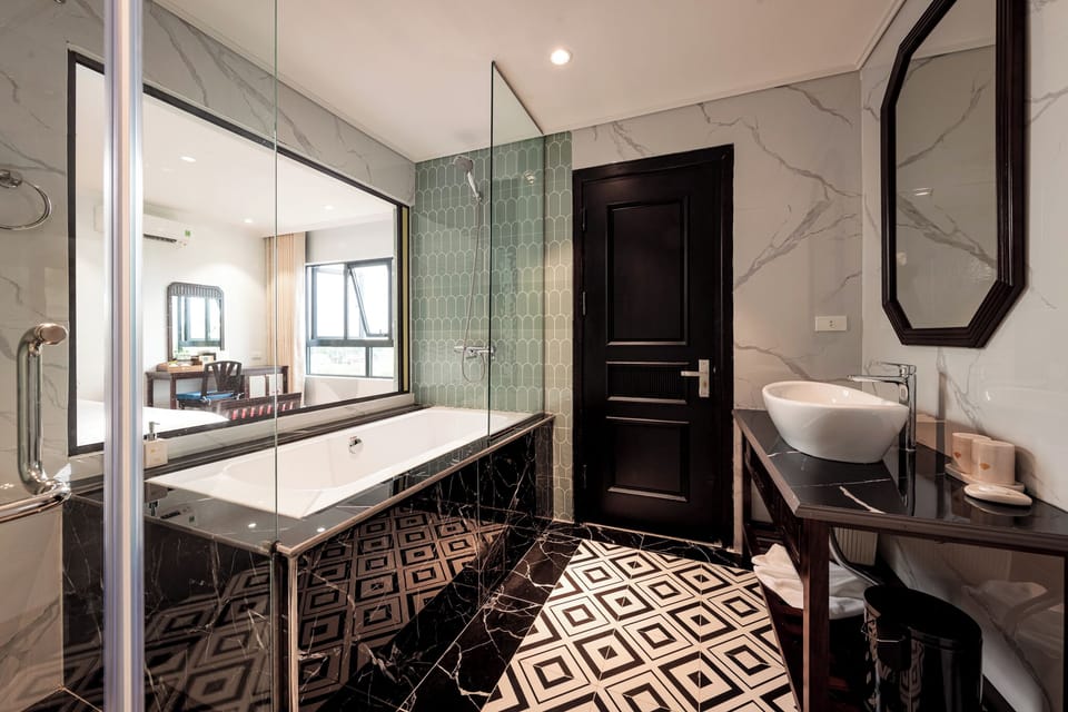 Hair dryer, slippers, towels, soap