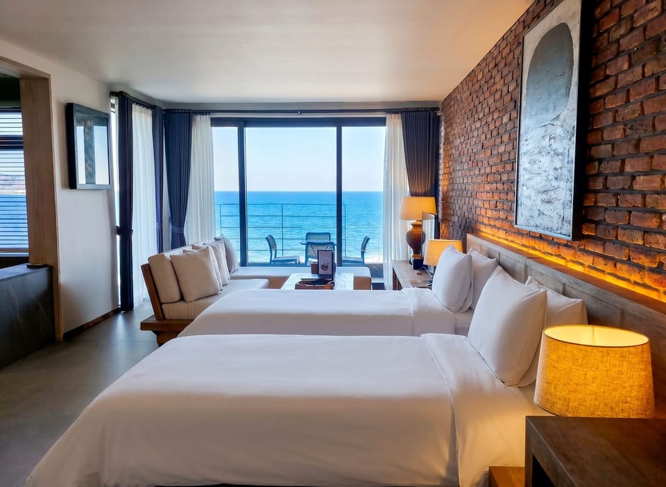 Twin Room, 2 Double Beds | In-room safe, blackout drapes, bed sheets