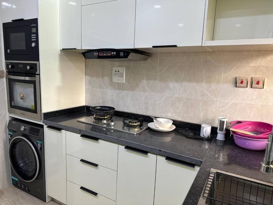 Deluxe Apartment, Balcony, City View | Private kitchen | Fridge, microwave, oven, stovetop