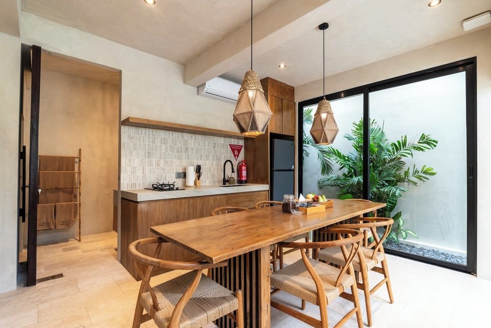 Deluxe Villa, Patio, Pool View | Private kitchen | Fridge, microwave, stovetop, cookware/dishes/utensils