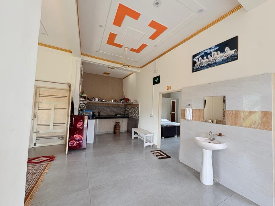 3 BHK with balcony + Mountain View | Private kitchen | Fridge, microwave, stovetop, electric kettle