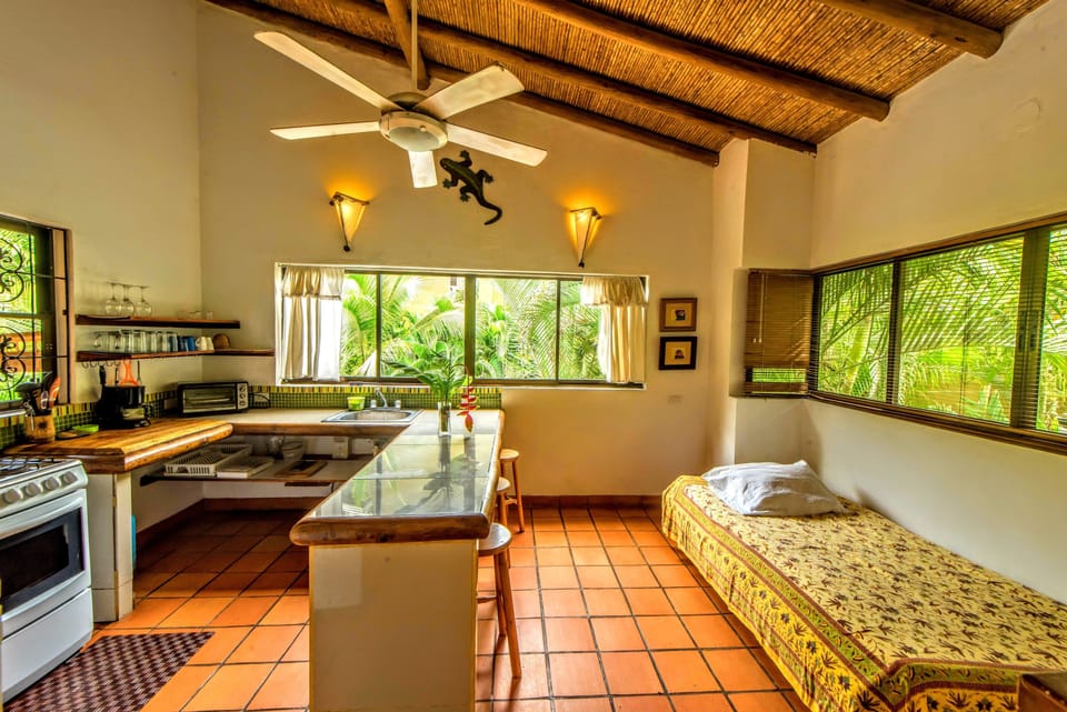 Full-size fridge, coffee/tea maker, electric kettle, dining tables
