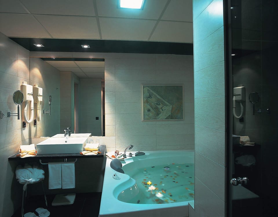 Suite | Bathroom | Rainfall showerhead, eco-friendly toiletries, hair dryer, bathrobes