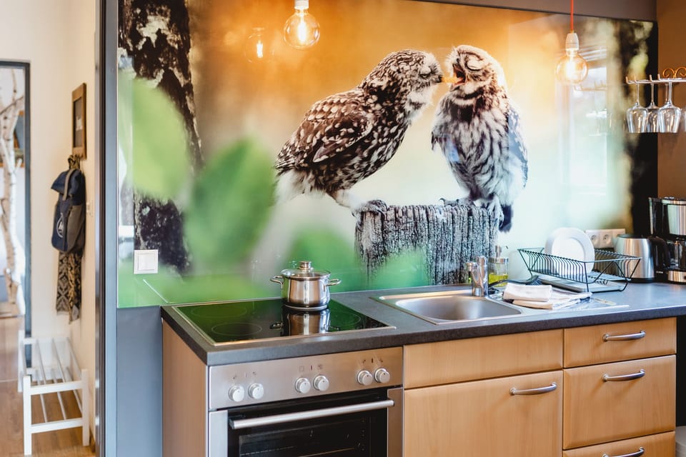 Apartment, Balcony, Garden View | Private kitchen | Shared fridge, shared microwave, highchair
