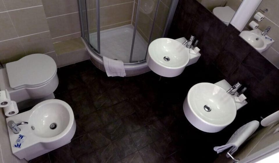 Shower, free toiletries, hair dryer, bidet