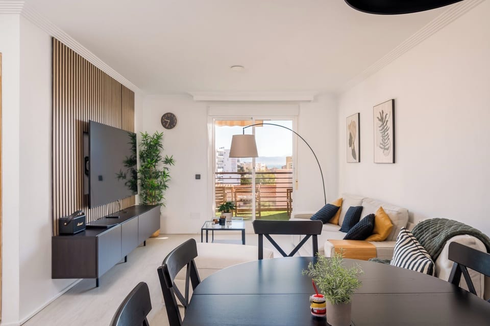 Superior Apartment, 3 Bedrooms, Sea View, Beachfront | Living area | 75-inch Smart TV with cable channels, books, streaming services