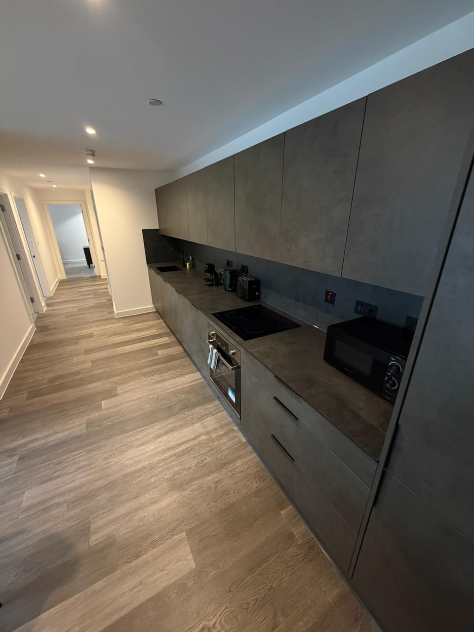 Comfort Apartment | Private kitchen | Full-size fridge, microwave, oven, stovetop