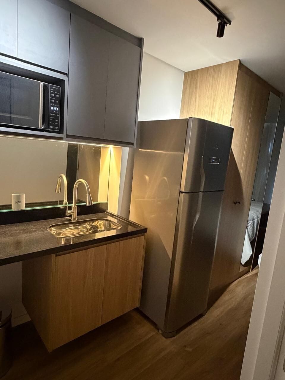 Apartment | Private kitchen | Full-size fridge, microwave, stovetop, cookware/dishes/utensils