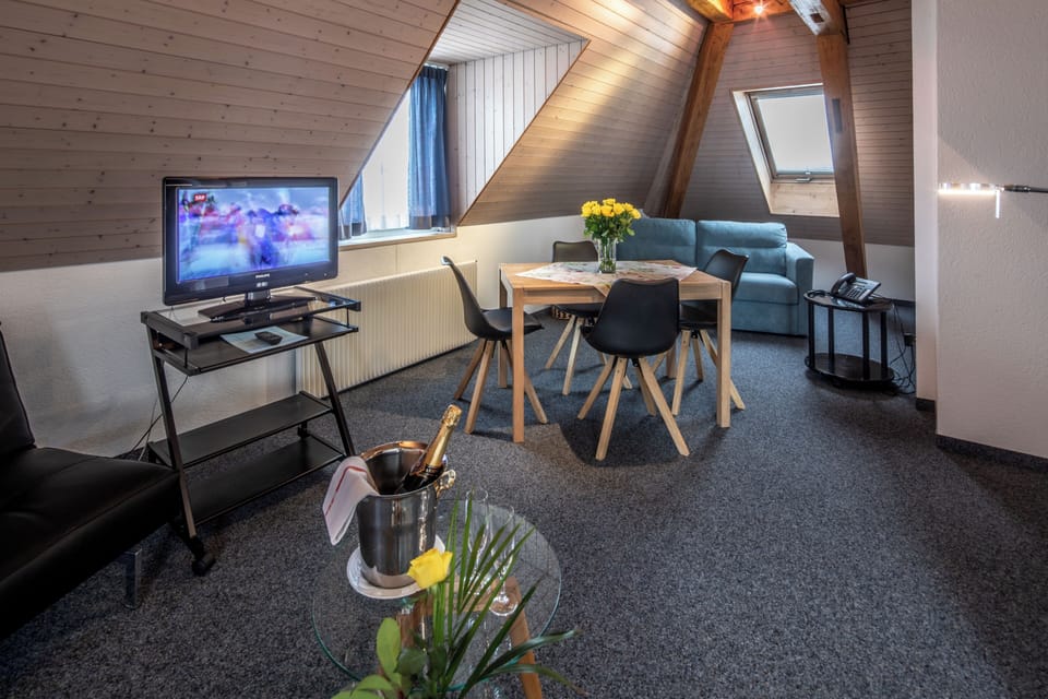 Maisonette studio | Living area | 60-cm flat-screen TV with cable channels, toys